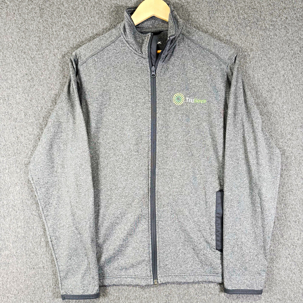 Sport Tek Trulieve Jacket Mens Small Gray Heather Full Zip Stand Collar Pockets